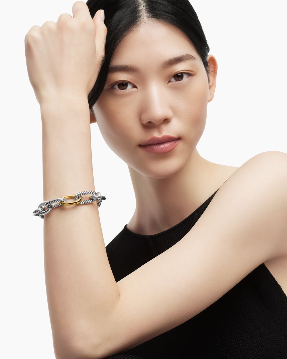 Bracelet chaîne DY Madison® en argent sterling avec or jaune 18 carats, 13,5 mm femmes