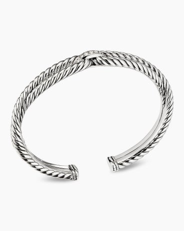 Cable Loop Bracelet in Sterling Silver with Diamonds, 9mm