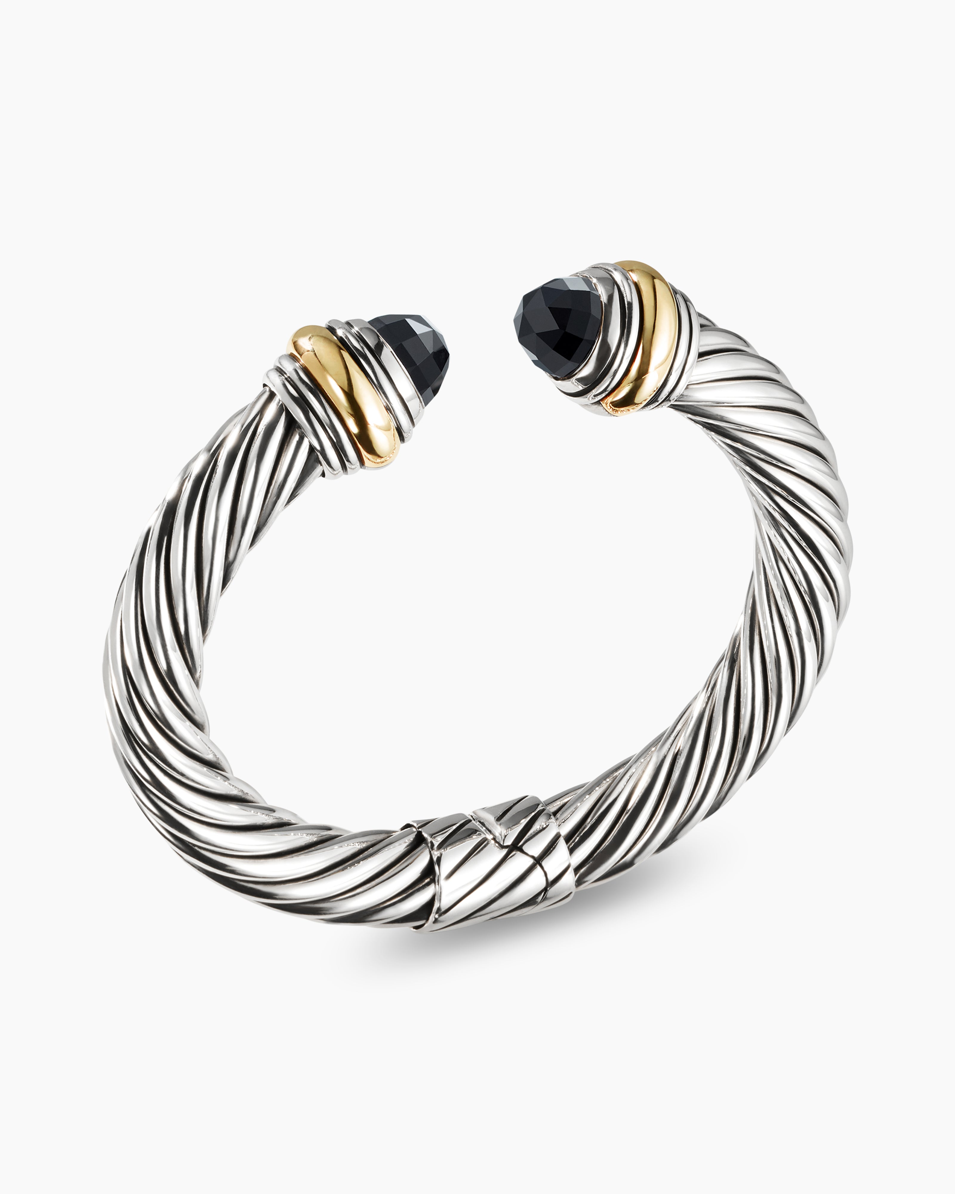 Classic Cable Bracelet in Sterling Silver with 14K Yellow Gold 