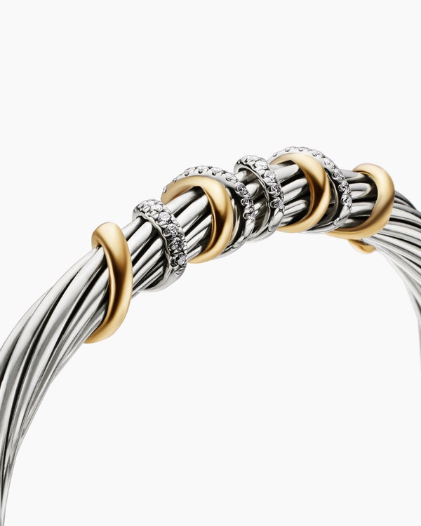 Helena Center Station Bracelet in Sterling Silver with 18K Yellow Gold and Diamonds, 6mm