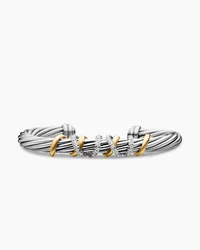 Helena Bracelet in Sterling Silver with 18K Yellow Gold, Gold Domes and Diamonds, 6mm