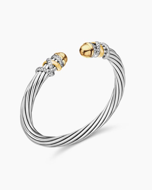 Womens Helena Bracelet in Sterling Silver with 18K Yellow Gold and Diamonds, 6mm