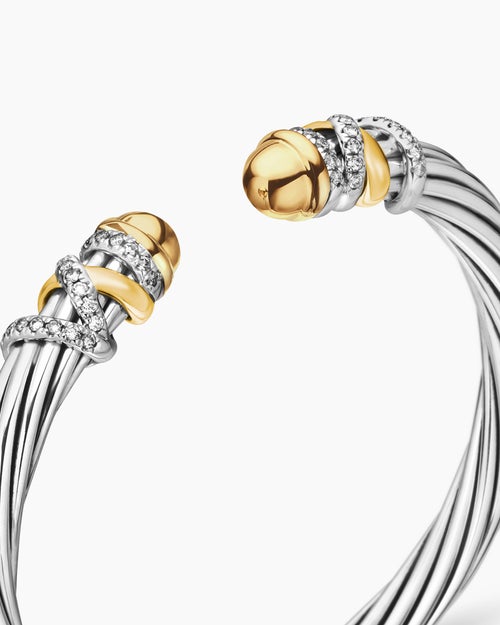 Womens Helena Bracelet in Sterling Silver with 18K Yellow Gold and Diamonds, 6mm