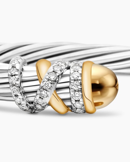 Womens Helena Bracelet in Sterling Silver with 18K Yellow Gold and Diamonds, 6mm