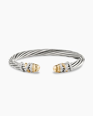 Helena Bracelet in Sterling Silver with 18K Yellow Gold, Gold Domes and Diamonds, 6mm