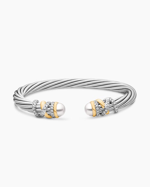 Womens Helena Bracelet in Sterling Silver with 18K Yellow Gold and Diamonds, 6mm