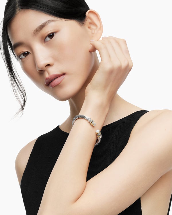 Helena Bracelet in Sterling Silver with 18K Yellow Gold and Diamonds, 6mm