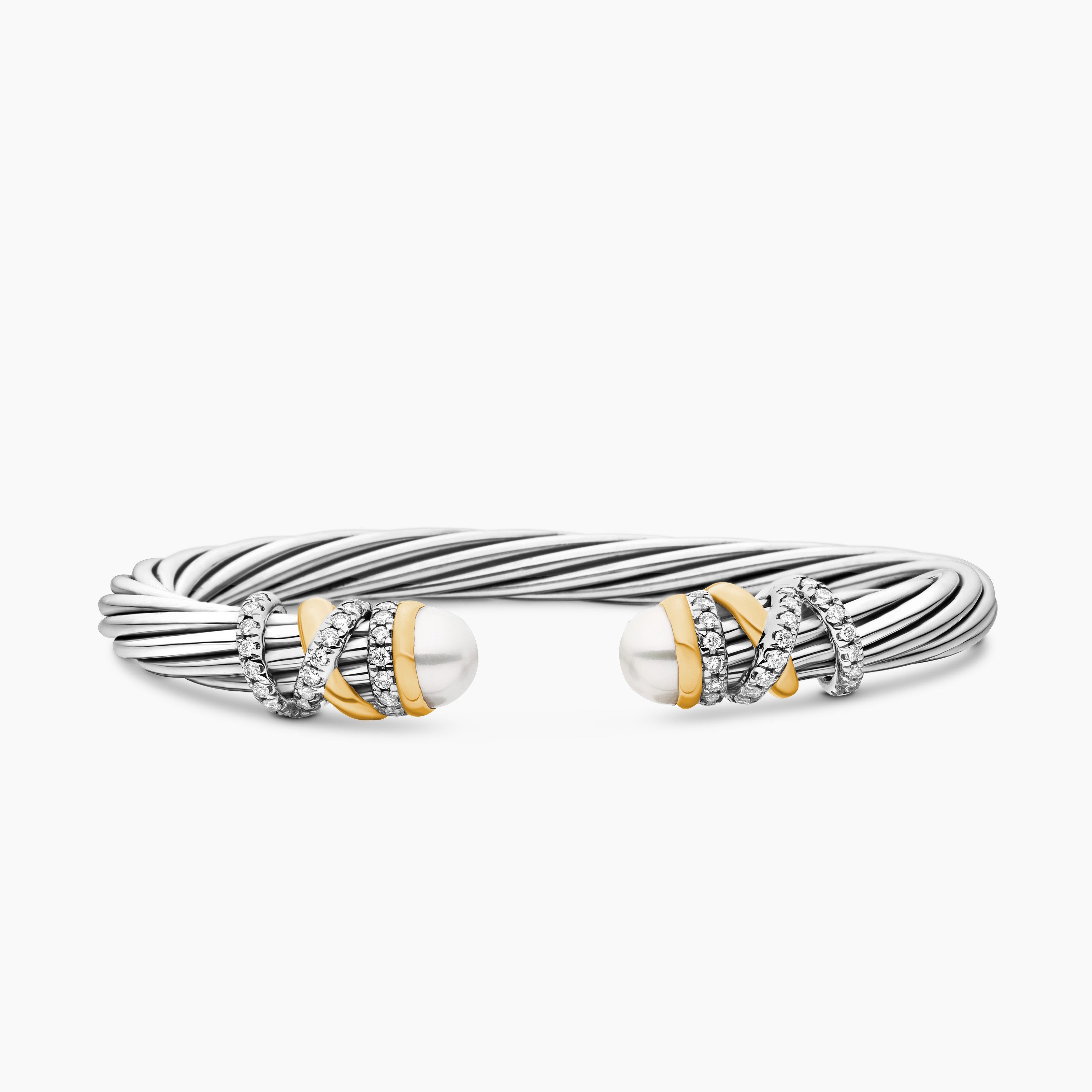 Womens Helena Bracelet in Sterling Silver with 18K Yellow Gold and Diamonds, 6mm