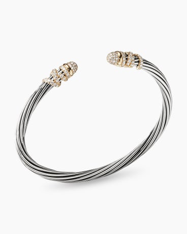 Helena Bracelet in Sterling Silver with 18K Yellow Gold and Diamonds, 4mm