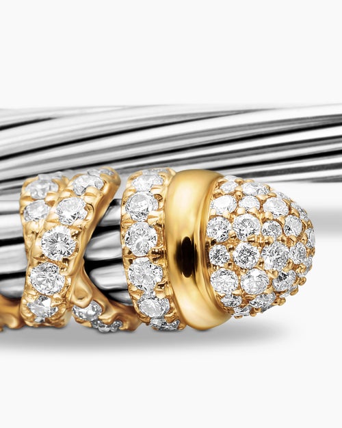Womens Helena Bracelet in Sterling Silver with 18K Yellow Gold and Diamonds, 4mm