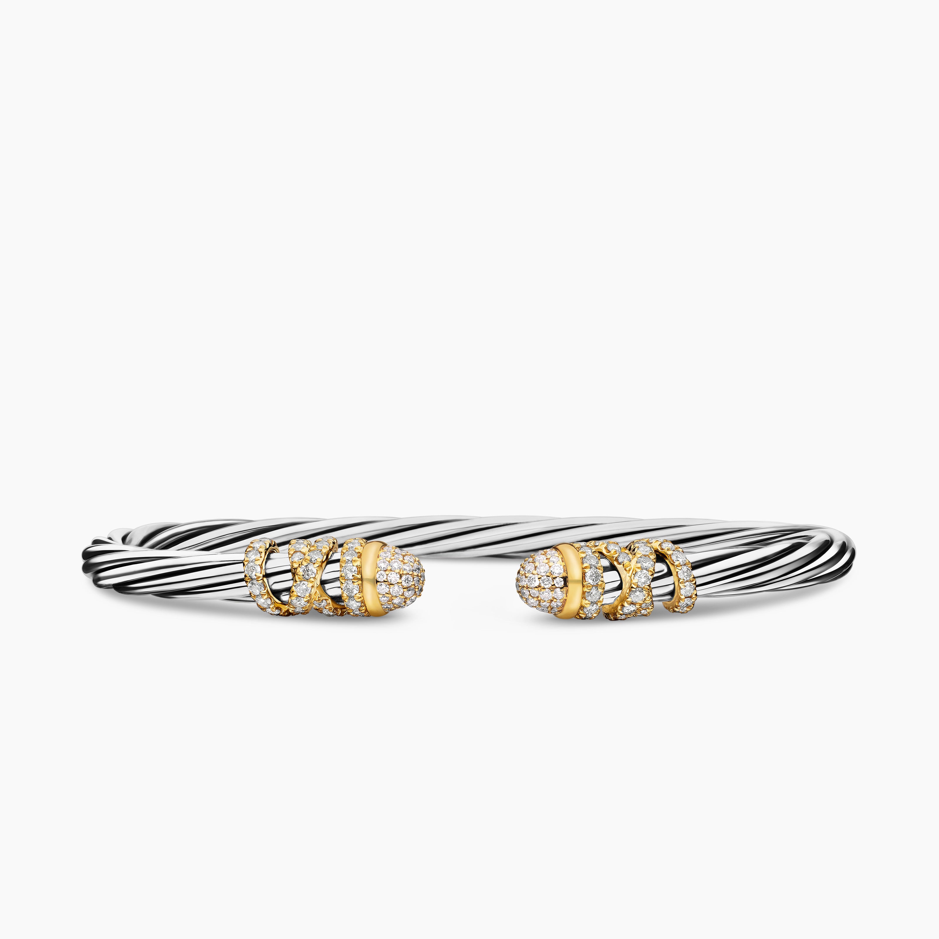 Bracelet Helena en argent massif avec or jaune 18 carats et diamants, 4 mm femme 