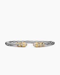 Helena Bracelet in Sterling Silver with 18K Yellow Gold, Gold Domes and Diamonds, 6mm
