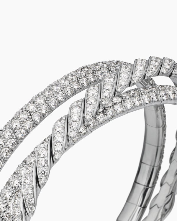 Sculpted Cable Flex Three Row Bracelet in 18K White Gold, 18.5mm