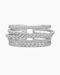 Sculpted Cable Linked Cord Bracelet in Black Nylon with Sterling Silver and 14K Yellow Gold, 8.7mm