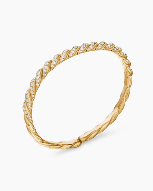 Womens Sculpted Cable Flex Bracelet in 18K Yellow Gold, 5mm