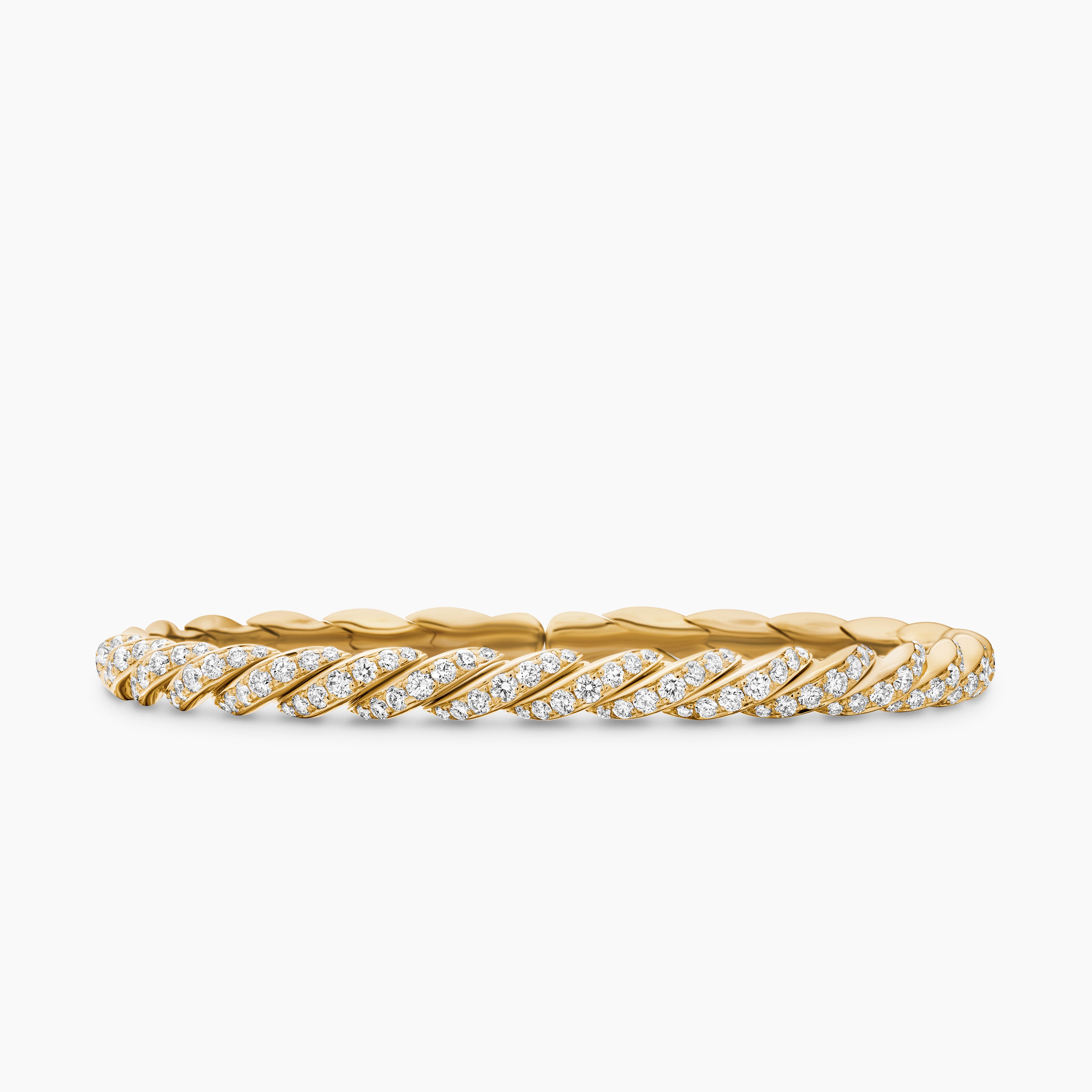 Womens Sculpted Cable Flex Bracelet in 18K Yellow Gold, 5mm