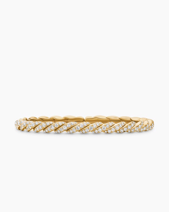 Sculpted Cable Flex Bracelet in 18K Yellow Gold with Diamonds, 5mm