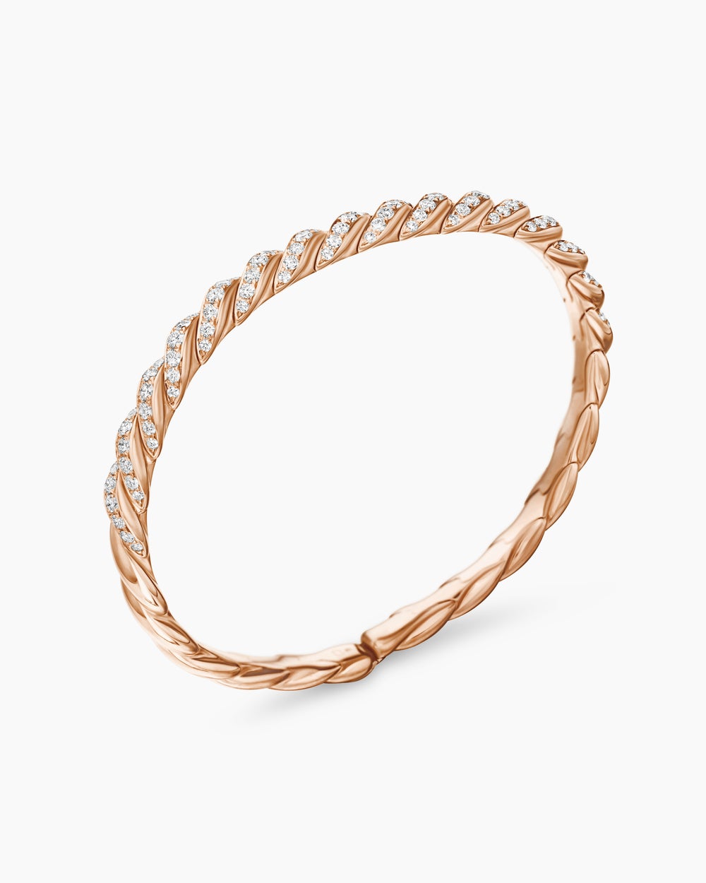 Womens Sculpted Cable Flex Bracelet in 18K Rose Gold, 5mm
