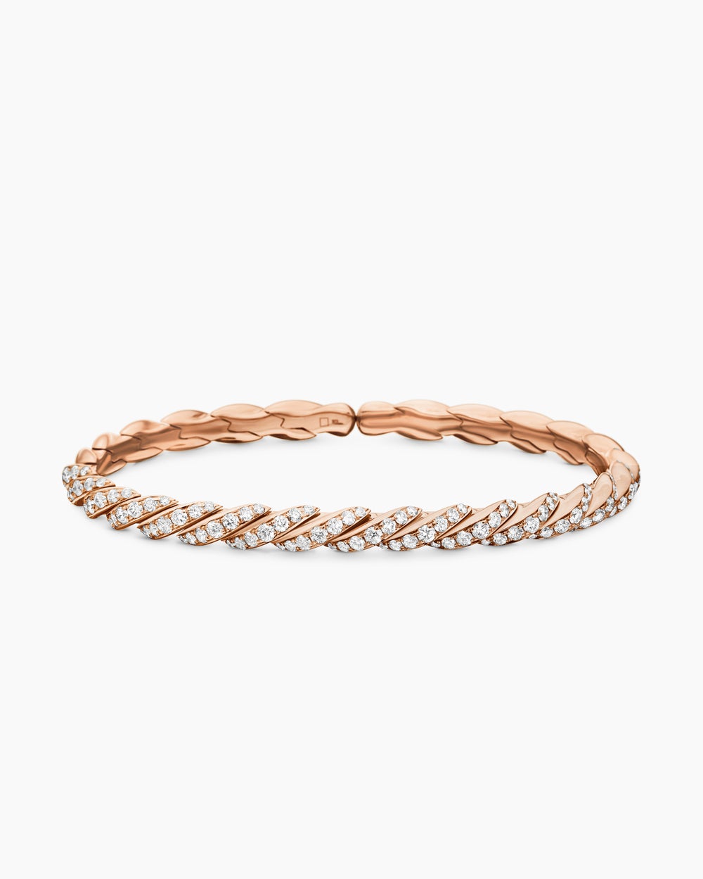 Womens Sculpted Cable Flex Bracelet in 18K Rose Gold, 5mm