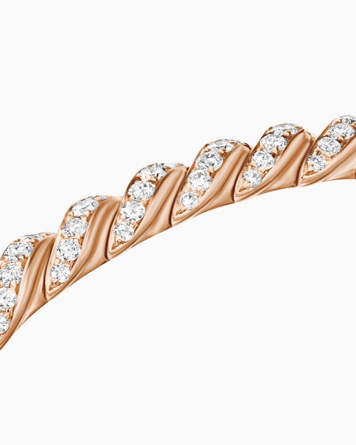 Womens Sculpted Cable Flex Bracelet in 18K Rose Gold, 5mm