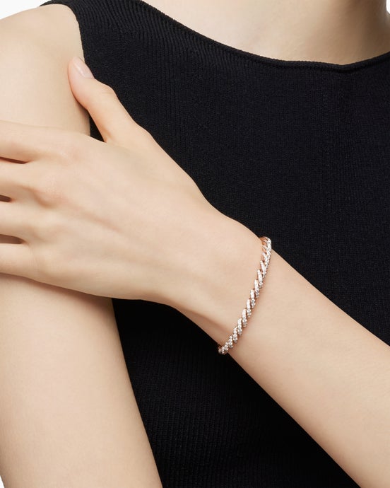 Sculpted Cable Flex Bracelet in 18K Rose Gold with Diamonds, 5mm