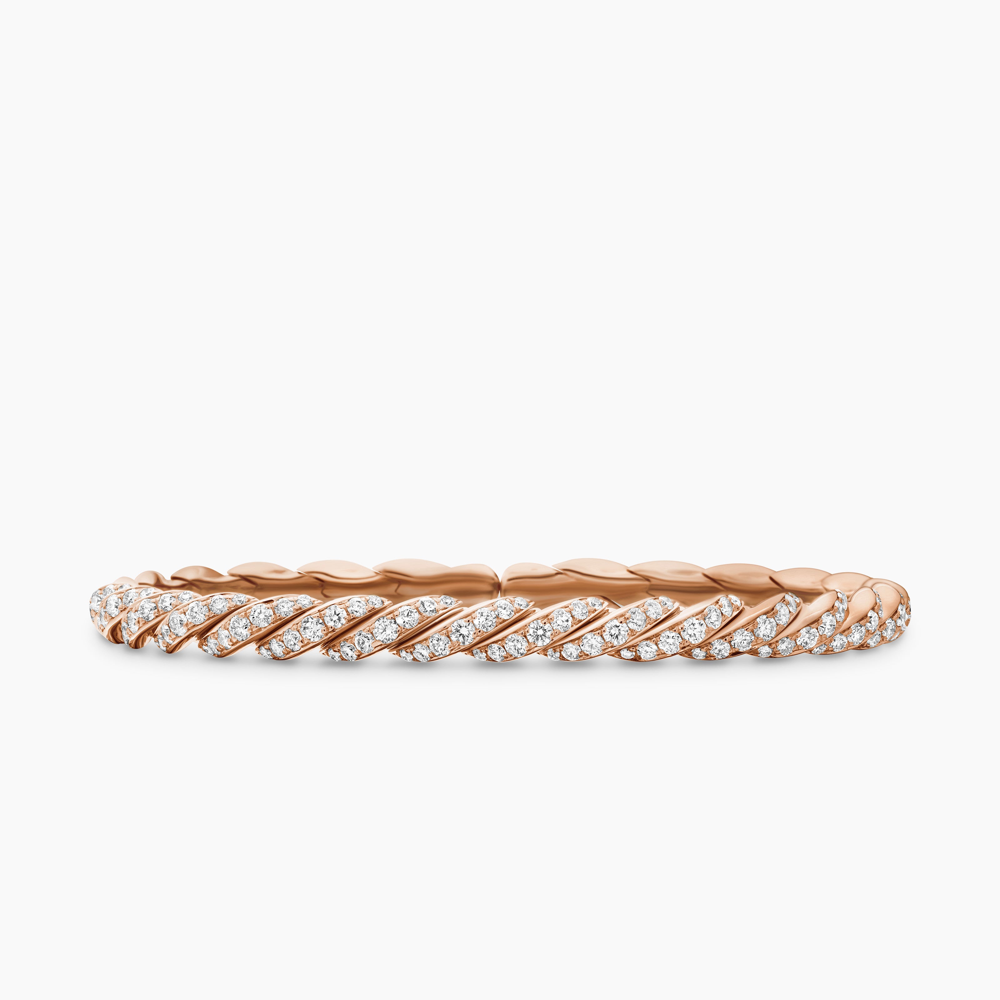 Womens Sculpted Cable Flex Bracelet in 18K Rose Gold, 5mm