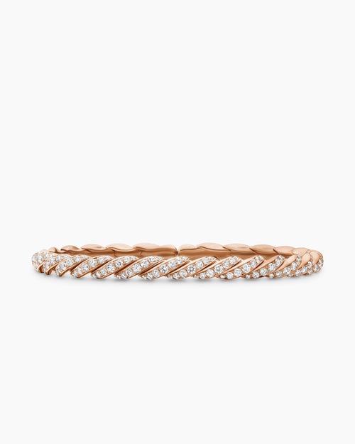 Womens Sculpted Cable Flex Bracelet in 18K Rose Gold, 5mm