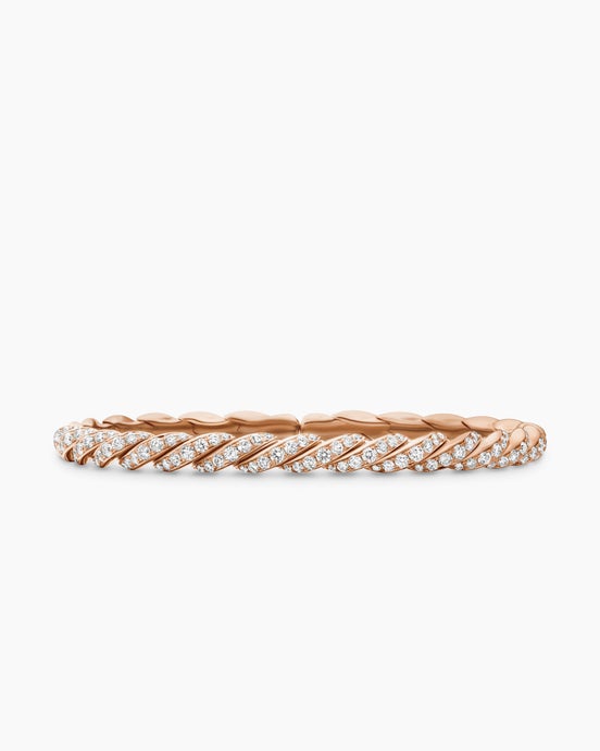 Sculpted Cable Flex Bracelet in 18K Rose Gold with Diamonds, 5mm