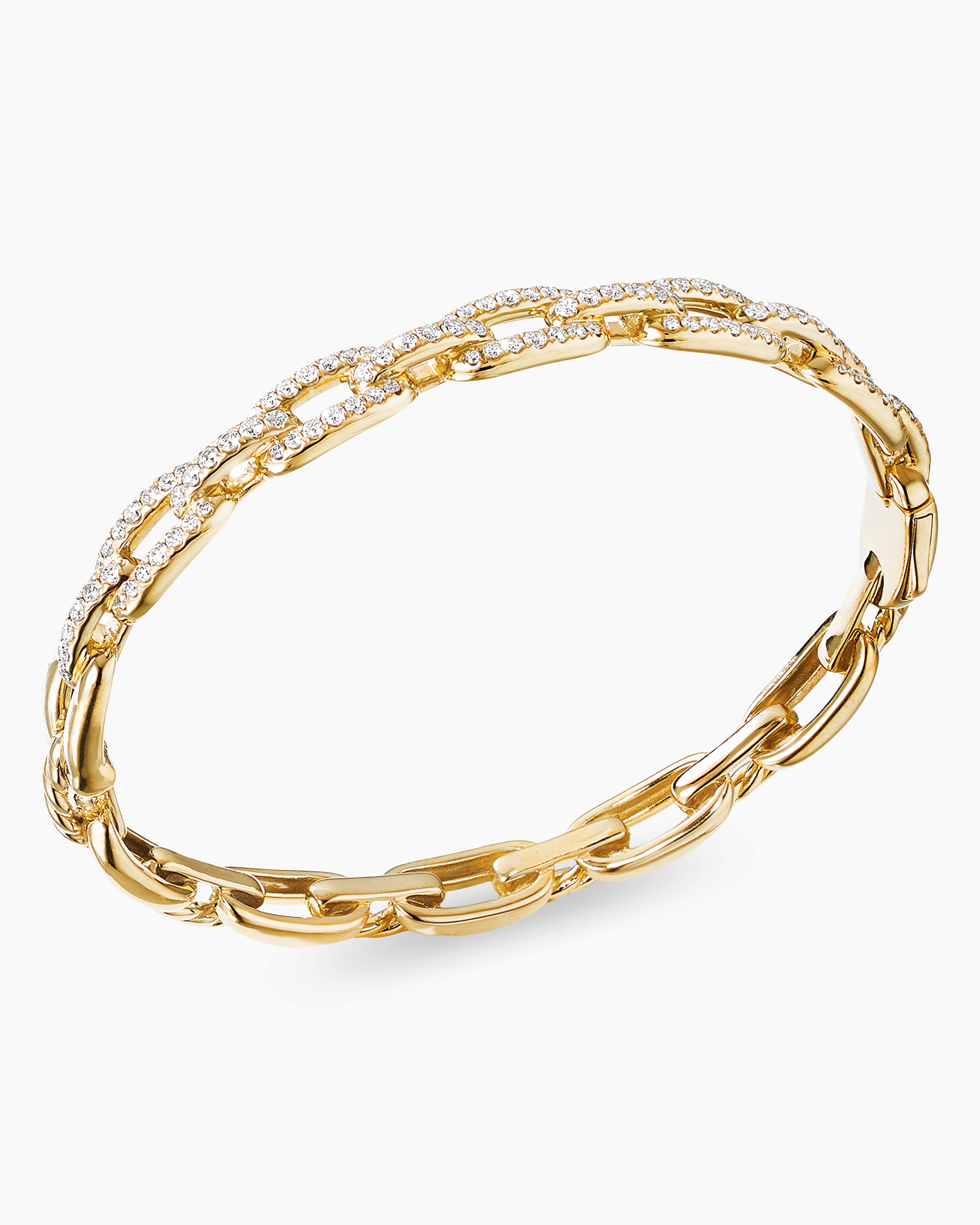 Stax Chain Link Bracelet in 18K Yellow Gold with Diamonds, 7mm