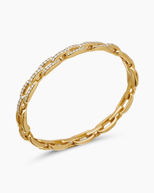 Womens Stax Chain Link Bracelet in 18K Yellow Gold with Diamonds, 7mm