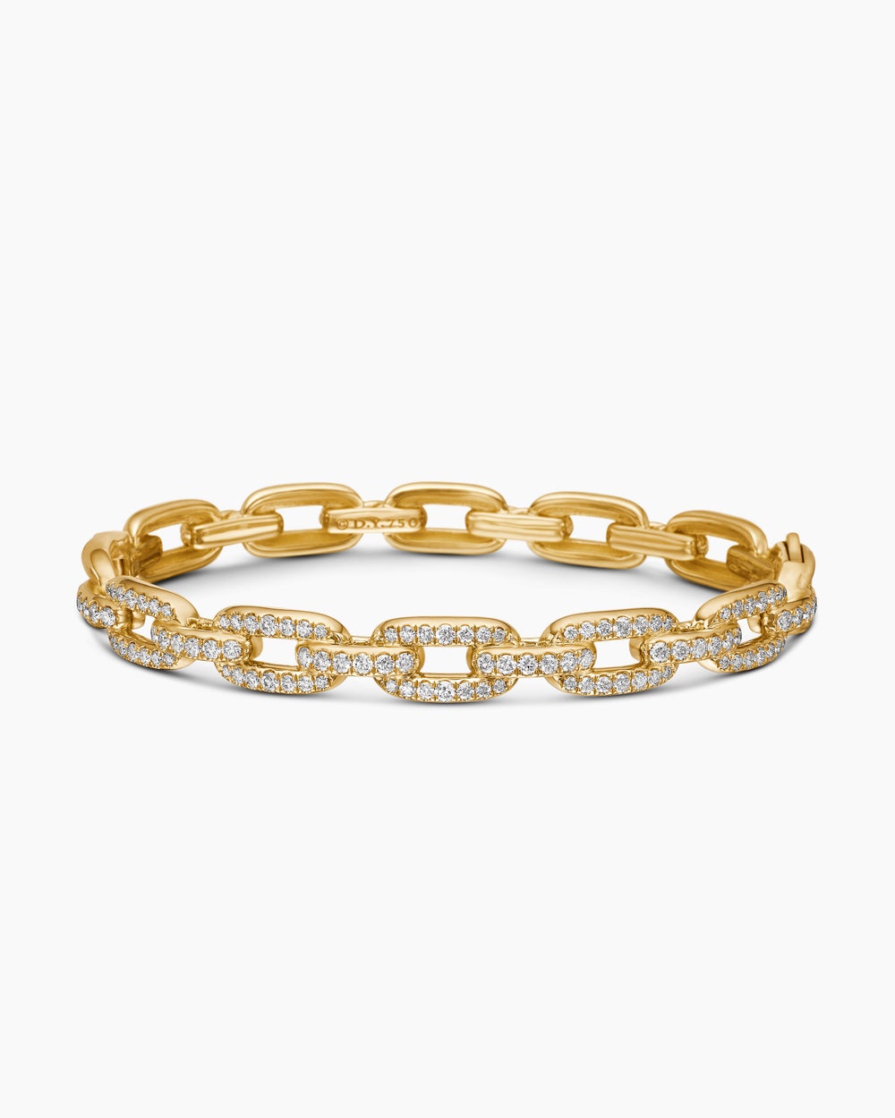 Womens Stax Chain Link Bracelet in 18K Yellow Gold with Diamonds, 7mm