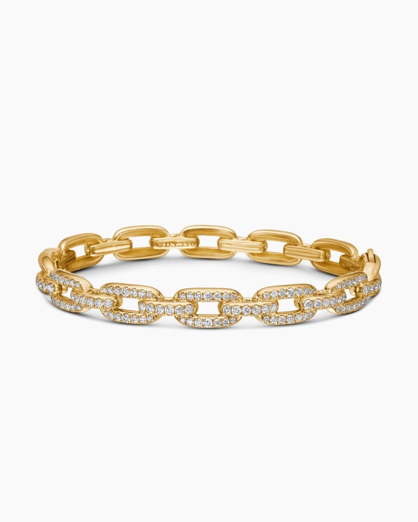 Stax Chain Link Bracelet in 18K Yellow Gold with Diamonds, 7mm