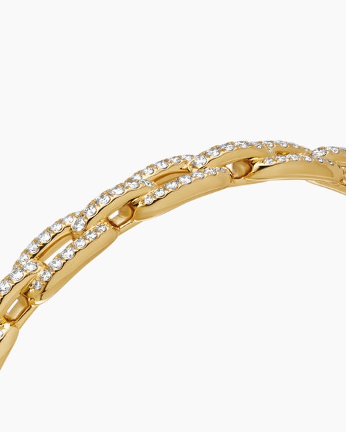 Womens Stax Chain Link Bracelet in 18K Yellow Gold with Diamonds, 7mm