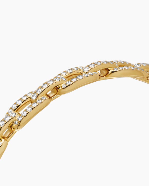 Stax Chain Link Bracelet in 18K Yellow Gold with Diamonds, 7mm