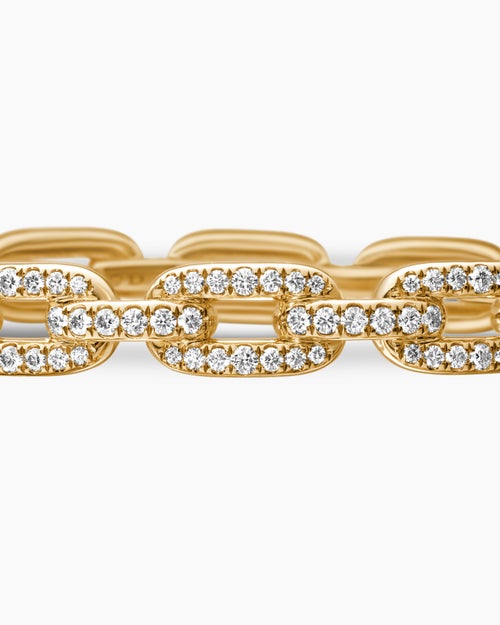 Womens Stax Chain Link Bracelet in 18K Yellow Gold with Diamonds, 7mm