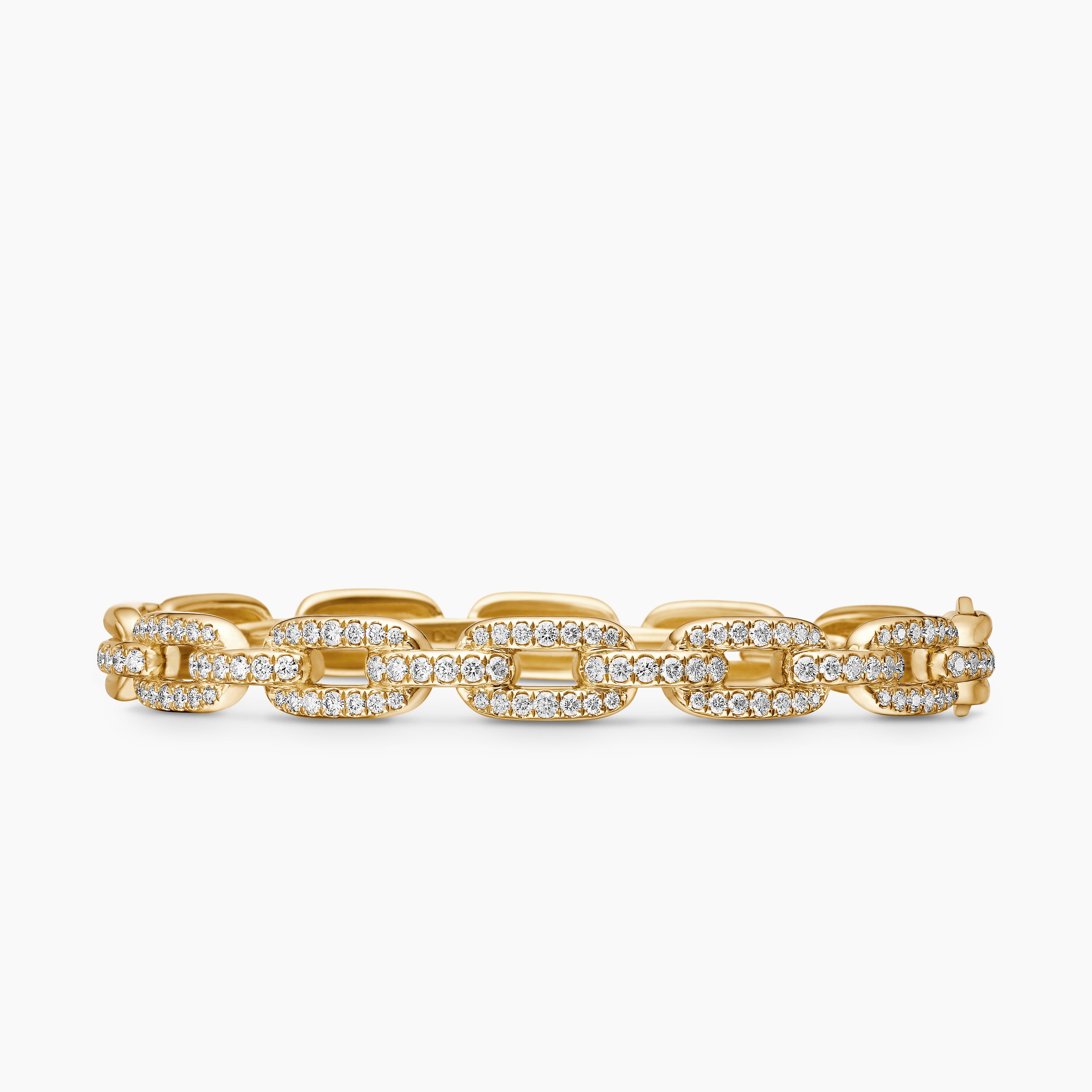 Womens Stax Chain Link Bracelet in 18K Yellow Gold with Diamonds, 7mm