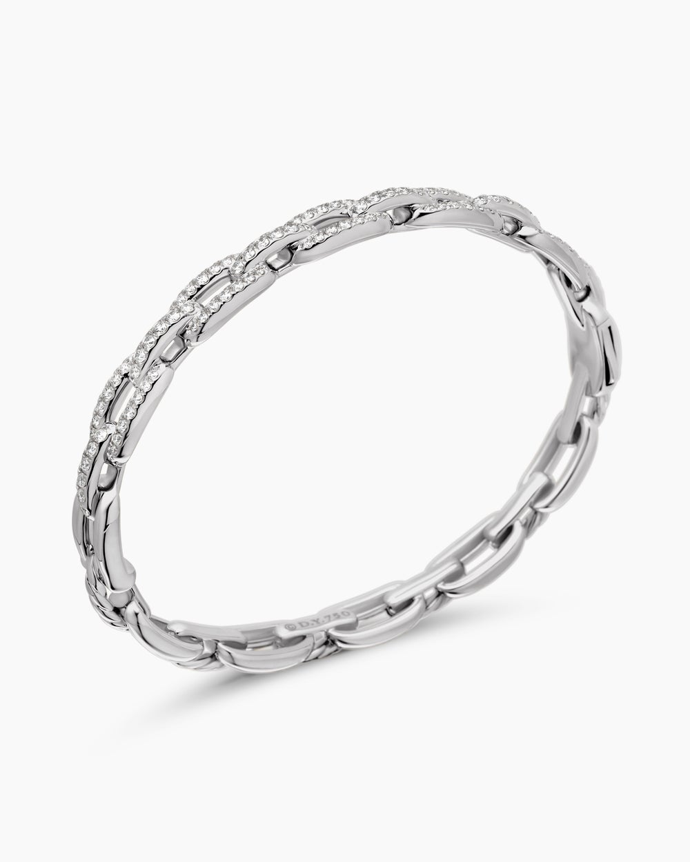Womens Stax Chain Link Bracelet in 18K White Gold with Diamonds, 7mm
