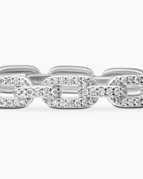 Womens Stax Chain Link Bracelet in 18K White Gold with Diamonds, 7mm