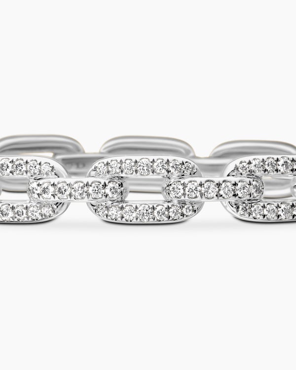 Stax Chain Link Bracelet in 18K White Gold with Diamonds, 7mm