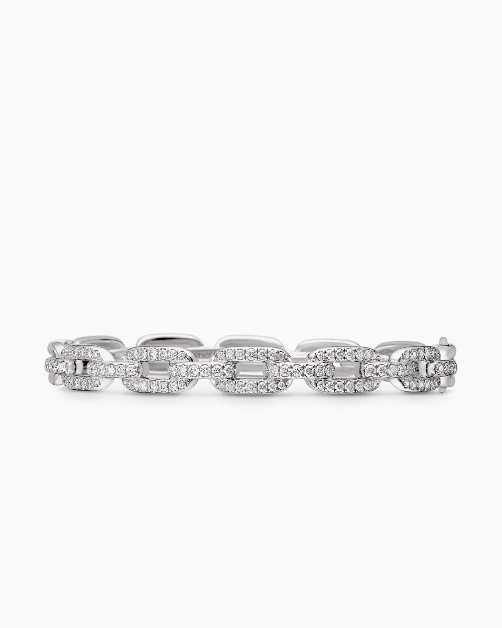 Womens Stax Chain Link Bracelet in 18K White Gold with Diamonds, 7mm
