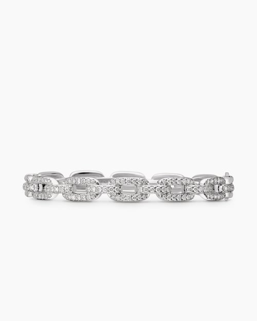 Womens Stax Chain Link Bracelet in 18K White Gold with Diamonds, 7mm
