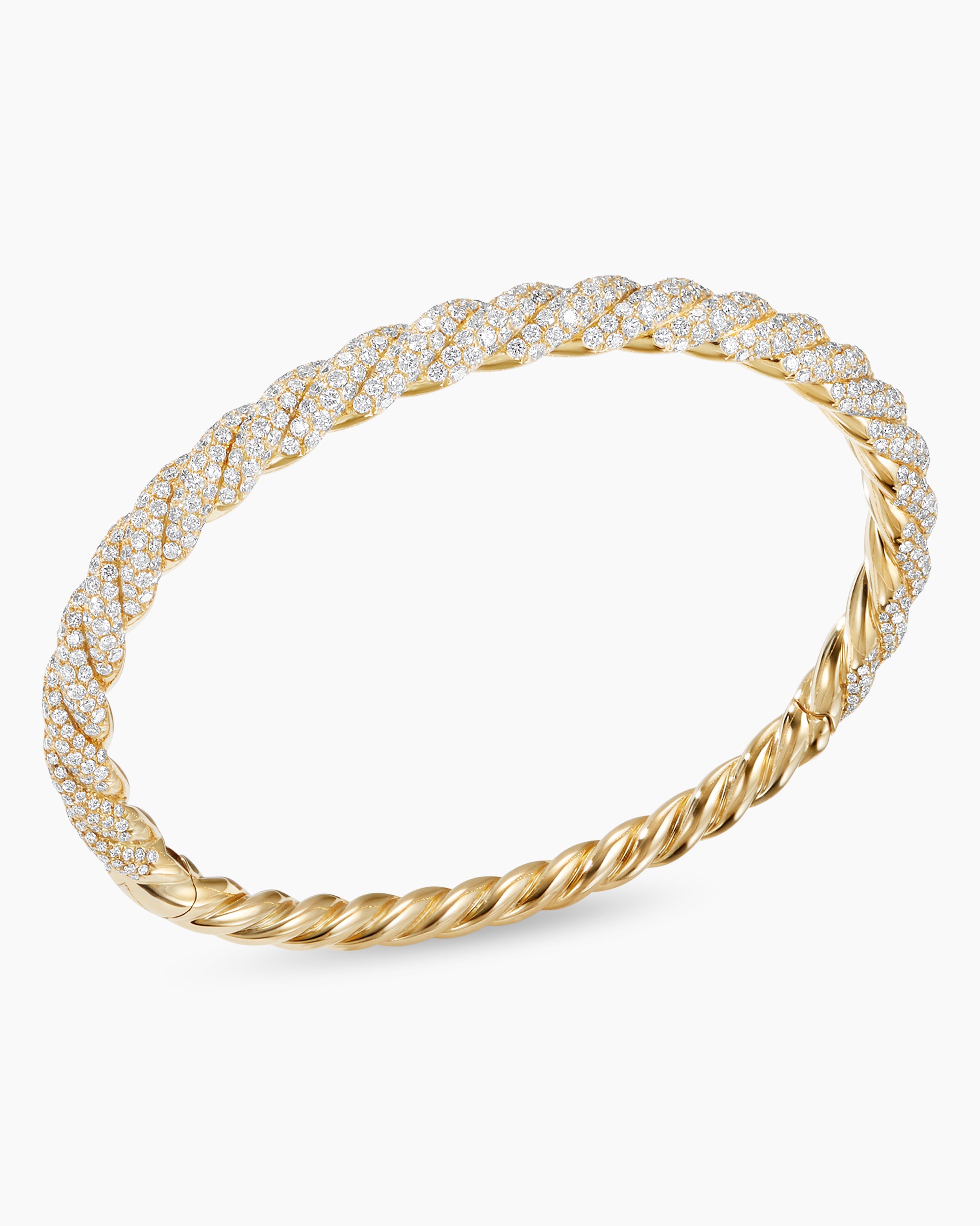 Stax Twist Bracelet in 18K Yellow Gold with Pavé Diamonds