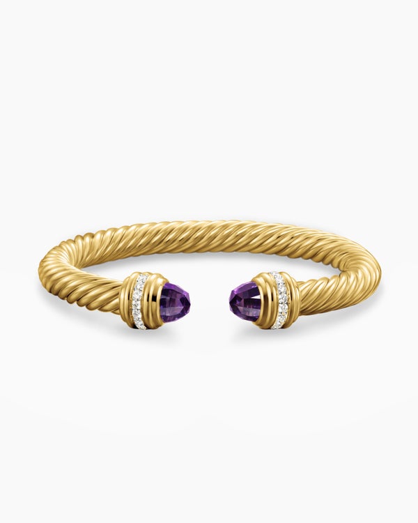 Classic Cablespira Bracelet in 18K Yellow Gold with Diamonds, 7mm