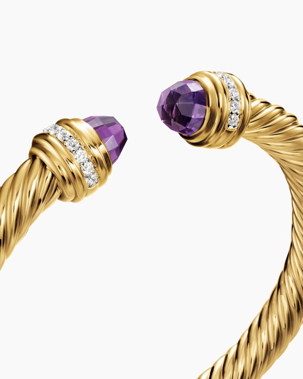 Classic Cablespira Bracelet in 18K Yellow Gold with Diamonds, 7mm