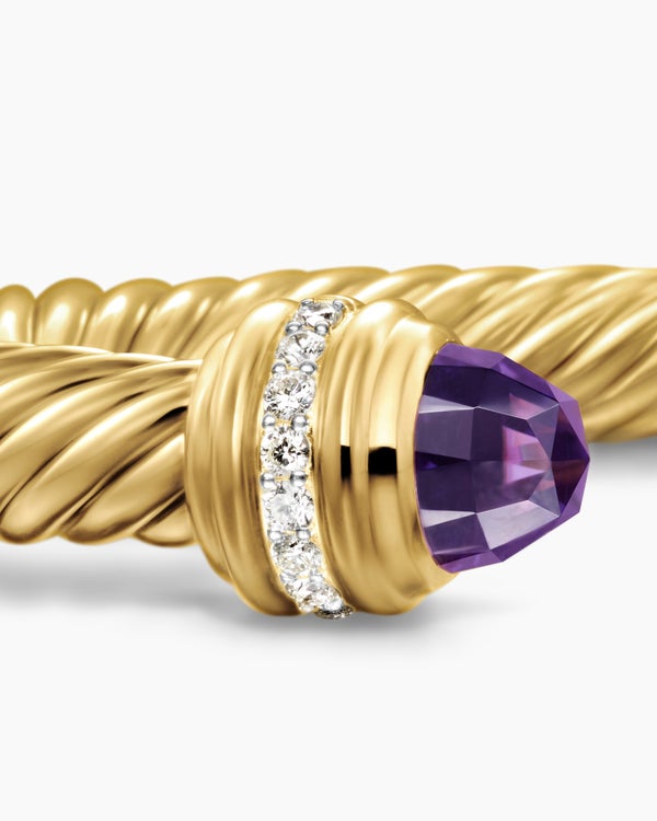 Classic Cablespira Bracelet in 18K Yellow Gold with Diamonds, 7mm