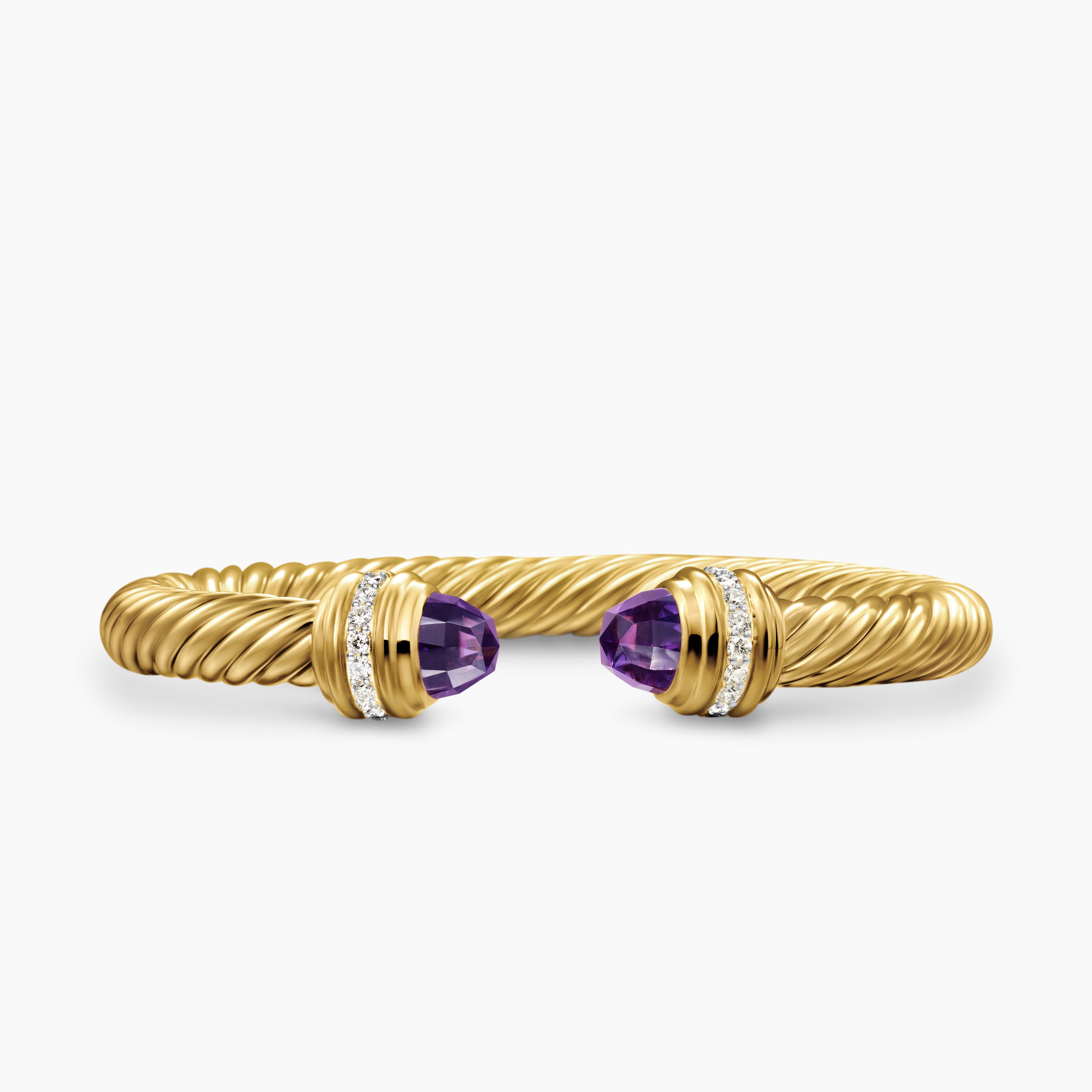 Womens Classic Cablespira Bracelet in 18K Yellow Gold with Diamonds, 7mm