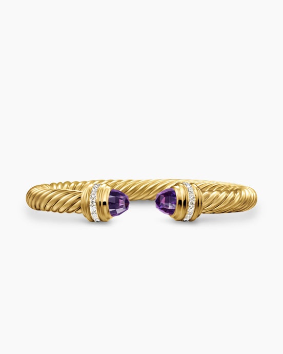 Classic Cablespira Bracelet in 18K Yellow Gold with Diamonds, 7mm