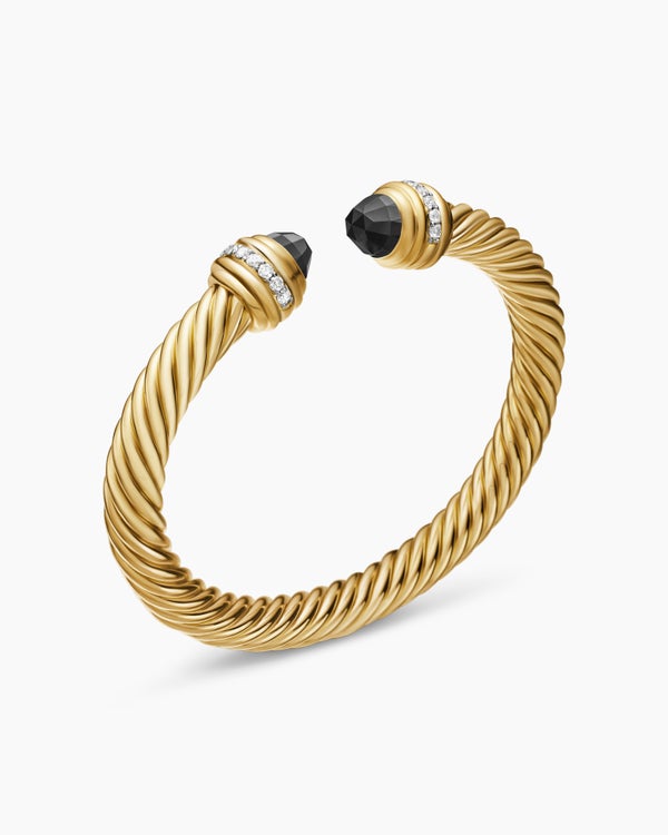 Classic Cablespira Bracelet in 18K Yellow Gold with Diamonds, 7mm