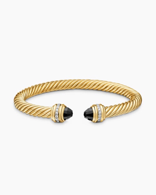 Womens Classic Cablespira Bracelet in 18K Yellow Gold with Diamonds, 7mm