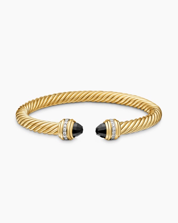 Classic Cablespira Bracelet in 18K Yellow Gold with Diamonds, 7mm